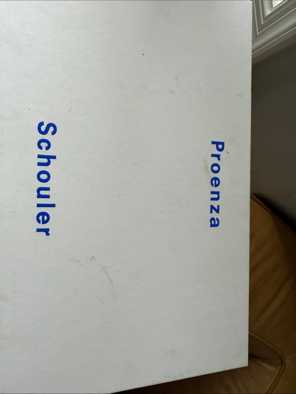Proenza Schouler White Box with Blue Logo Text